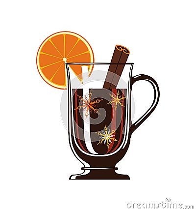 Mulled wine with spices isolated vector icon Vector Illustration