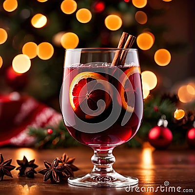 Mulled wine, traditional Christmas spiced alcoholic drink Stock Photo