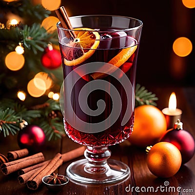 Mulled wine, traditional Christmas spiced alcoholic drink Stock Photo