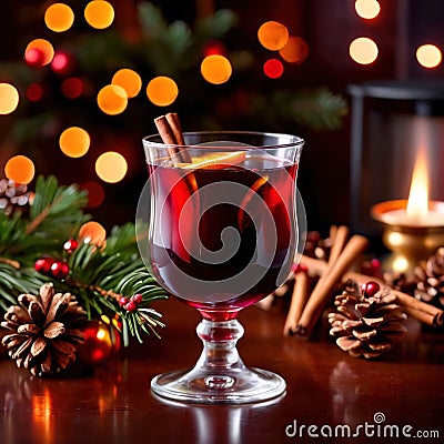 Mulled wine, traditional Christmas spiced alcoholic drink Stock Photo