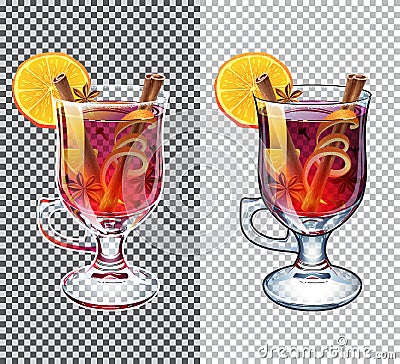 Mulled wine transparent illustration. Autumn drink Vector Illustration