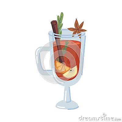 Mulled wine, winter Christmas drink Vector Illustration