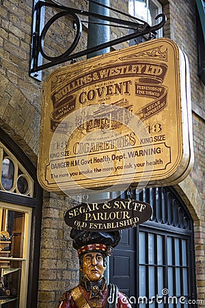 Mullins and Westley Tobacconist in Covent Garden, London Editorial Stock Photo