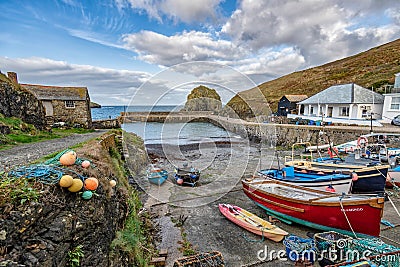 Mullion Cove and Mullion Harbour Cornwall Editorial Stock Photo
