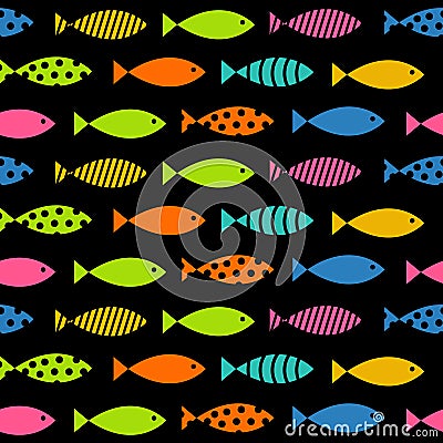 Mult Fish Seamless Pattern Background Vector Vector Illustration