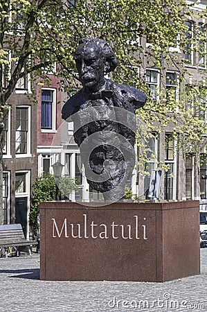 The Multatuli statue by Dutch artist Hans Bayens Editorial Stock Photo