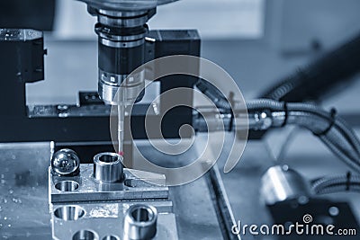 The multi-axis,CMM probe measure dimension of the aluminium casting parts . Stock Photo