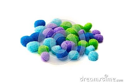 Multi color craft pompoms Stock Photo