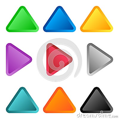 Multi color 3d button triangle icon design element Vector Illustration