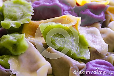 Multi color dumplings close up Stock Photo