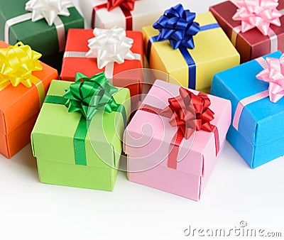 Multi color gift boxes Stock Photo