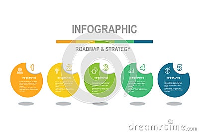 infographic elements template, business concept with , 5 steps , oval shape design for workflow layout, diagram, Vector Illustration