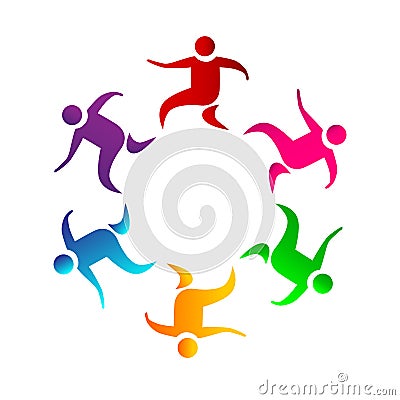 People team work together union colorful color people work together six people logo Stock Photo