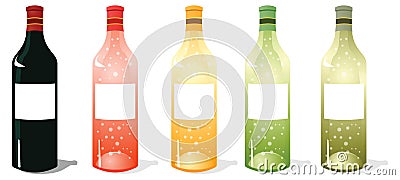 Multi Color Wine Bottles Pack Vector Illustration