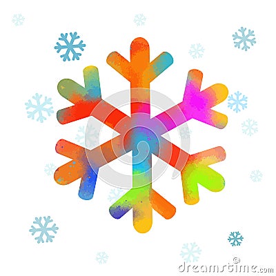 A multi-colored abstract snowflake. Vector Cartoon Illustration