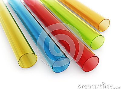 Multi colored acrylic tubes Stock Photo