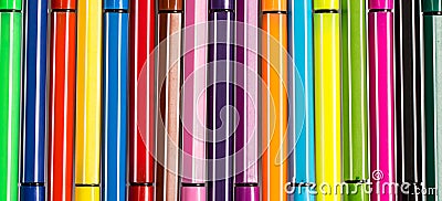 Multi-colored ball pens background Stock Photo