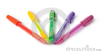 Multi-colored ball pens Stock Photo