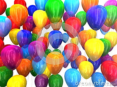 Multi-colored balloons 3D Stock Photo