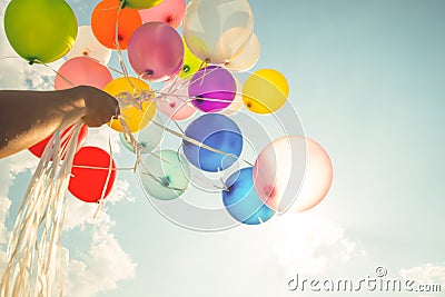multi colored balloons of festival, celebration, birthday Stock Photo