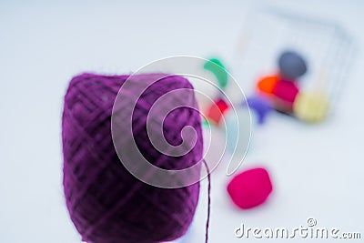 Multi-colored balls of thread. Stock Photo