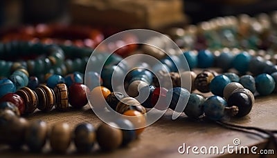 Multi colored bead necklace, a fashion souvenir with elegant gemstones generated by AI Stock Photo