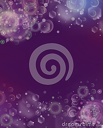 Multi-colored bokeh of different shapes on a purple background and place for text Stock Photo