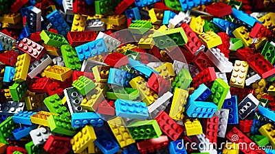 Multi colored building blocks background. 3D illustration Cartoon Illustration
