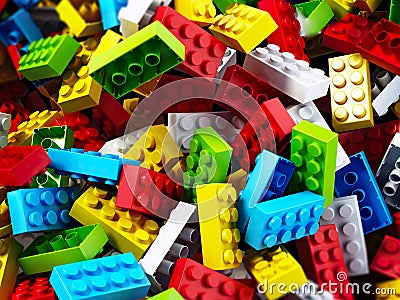 Multi colored building blocks background. 3D illustration Cartoon Illustration