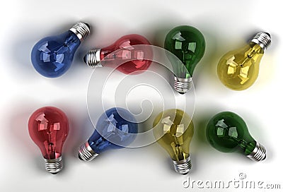 Multi-colored bulbs Stock Photo