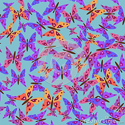 Multi-colored butterflies. Seamless pattern. Background, Wallpaper. Vector Illustration