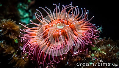 Multi colored clown fish swim in coral reef generated by AI Stock Photo