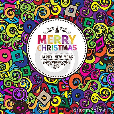 Multi colored colorful Christmas card and New Year greetings vector illustration Vector Illustration