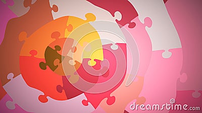 Multi-colored concentric puzzle, close up, pink shades Stock Photo