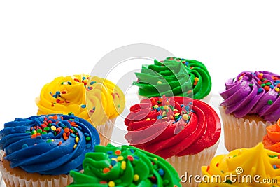 Multi colored cupcakes Stock Photo