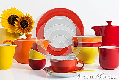Multi colored Dishware Stock Photo