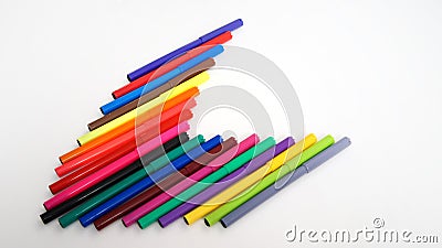 Multi-colored felt-tip pens on the white isolated background Stock Photo