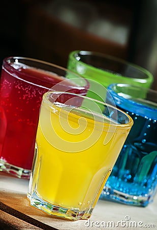 Multi-colored festive alcoholic cocktails, selective focus Stock Photo