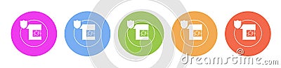 Multi colored flat icons on round backgrounds. home, insurance, accident multicolor circle vector icon Stock Photo