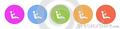 Multi colored flat icons on round backgrounds. Swings, man multicolor circle vector icon Stock Photo