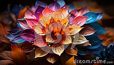 Multi colored flower petals create a vibrant backdrop generated by AI Stock Photo