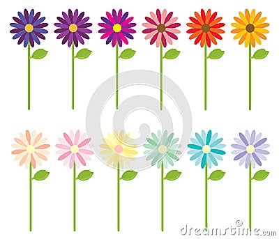 Multi-colored Flowers Vector Illustration