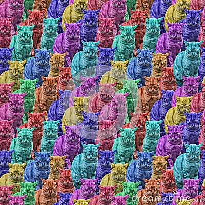 funny sleeping cats pattern Stock Photo