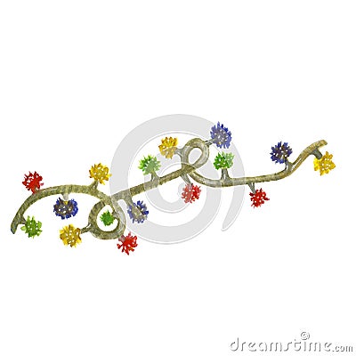 Multi-colored garland watercolor illustration Cartoon Illustration