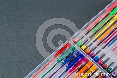 Multi-colored gel pens. Stock Photo