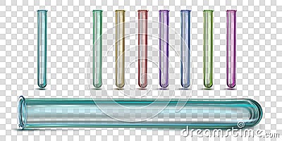 Multi-colored glass laboratory test tubes Cartoon Illustration