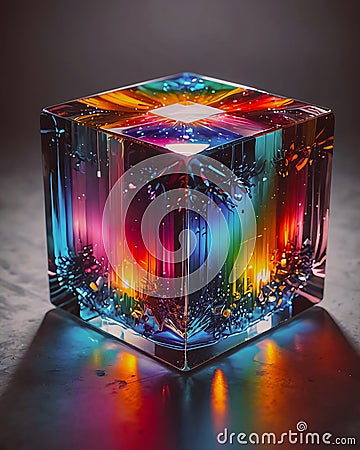 Multi-colored glossy cube-shaped object surface Stock Photo