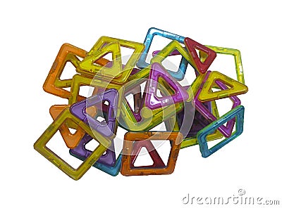 Multi colored magnetic construmulti colored magnetic constructor of geometric shapes ctor of geometric shapes Stock Photo