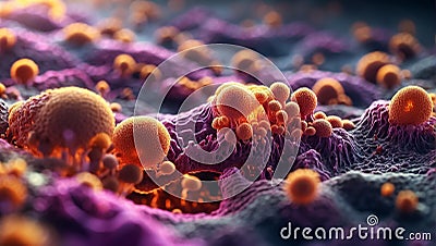 Multi-colored microorganisms under science bacteria bacterium Stock Photo