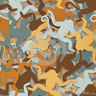 Multi-colored monkeys seamless background Vector Illustration
